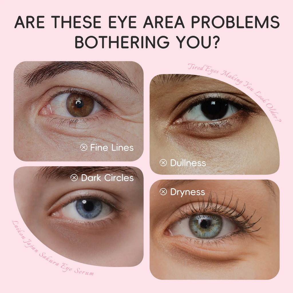 LAIKOU Sakura Eye Serum Roller Massage Hyaluronic Acid Skin Care Eye Bags Cream Moisturizing Dark Circles 15ml